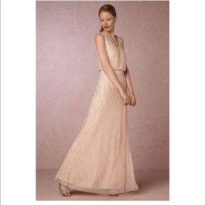 BHLDN Champagne Beaded Dress Size 2